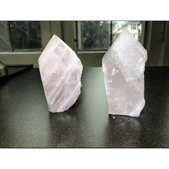 Pink Rose Quartz Tower Set Healing Love Stones Crystals Recharge Chakras 11 13oz - Picture 4 of 16